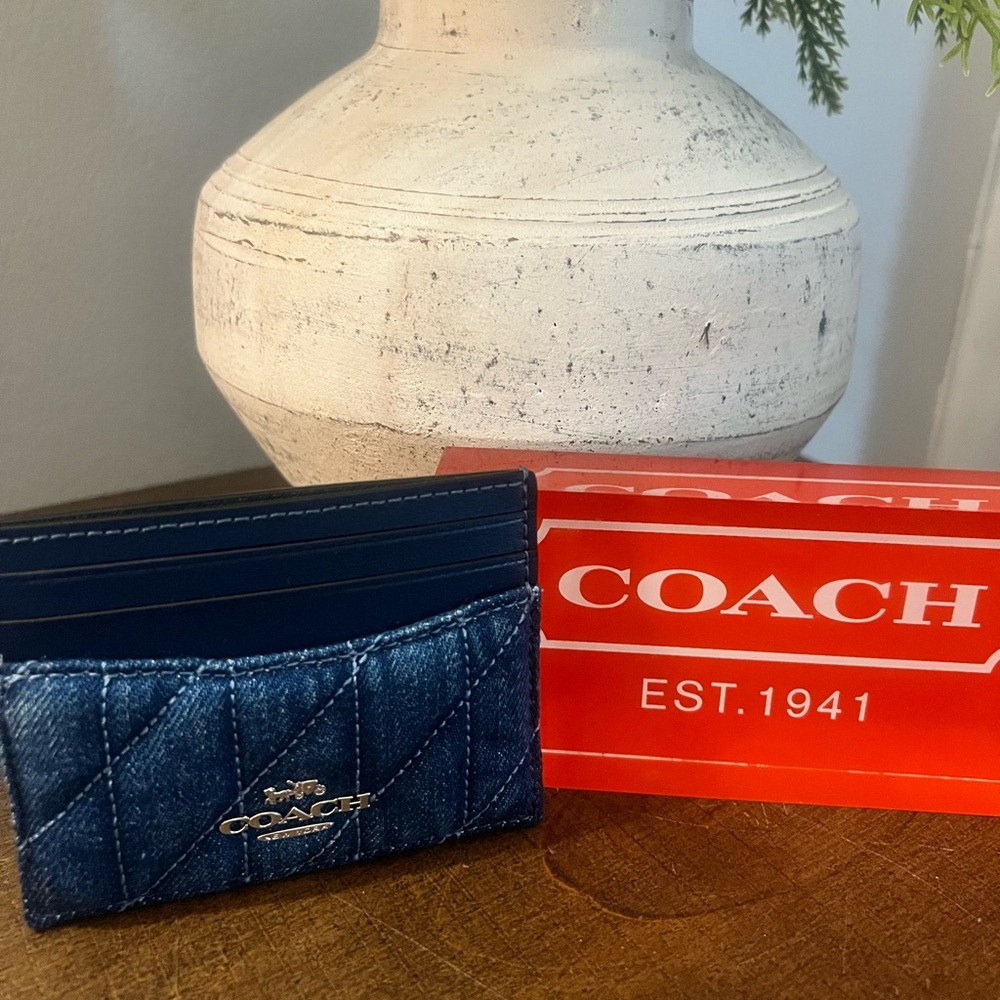 Coach Quilted Denim Card Case (NWT)